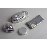 A Victorian silver heart shaped pill box maker WJ Myatt, Chester 1898 an oval dressing table box