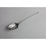 An 18th century silver mote spoon pierced bowl and pointed terminal, maker EC,possibly Ebenezer