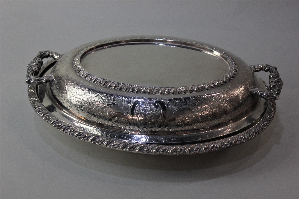 A silver plated circular serving tray with beaded and pierced border, 36cm, an oval tureen and - Image 2 of 4