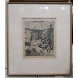 Laura Knight (1877-1970), performers inside a circus tent, etching, signed in pencil, 31cm by