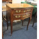 A late 19th century French gilt metal mounted marquetry side table shaped rectangular top with