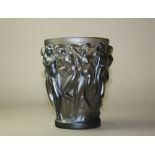 A modern Lalique 'Bacchantes' vase in bronze glass, decorated with a frieze of nude figures, 14.