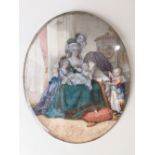 After Elisabeth Vigee Le Brun, a miniature of Marie Antoinette and her children, inscribed 'Lebrun