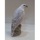 A Royal Copenhagen large porcelain model of an Icelandic falcon, 40cm high