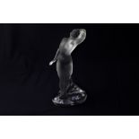 A Lalique crystal figure of a nude dancer with arm out, 23.5cm high