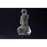 A Lalique frosted glass figure of Leda and the swan, 12cm high, boxed
