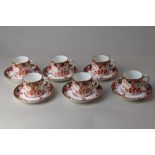 A Royal Crown Derby Imari porcelain set of six coffee cups and saucers, with gilt embellishments
