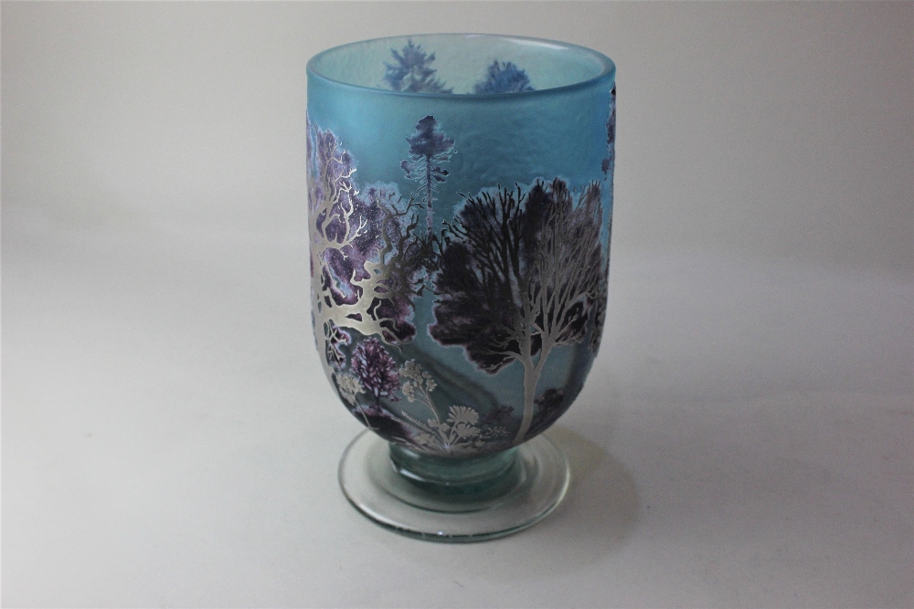Jonathan Harris, a contemporary limited edition studio silver cameo glass vase 'Winter Landscape', - Image 3 of 3