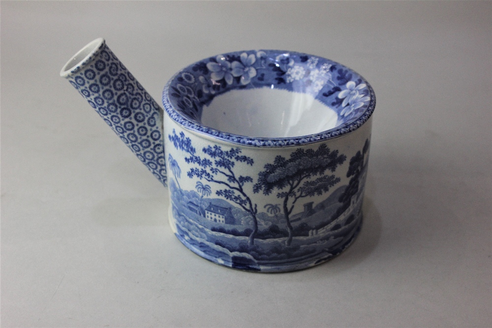 A Spode blue and white porcelain spitoon with transfer printed decoration