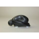 A Lalique black frosted glass figure of a seated nude 'Nu Sage Noire', 7cm high, boxed