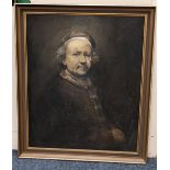 After Rembrandt, self portrait, oil on canvas, unsigned, 60cm by 50cm