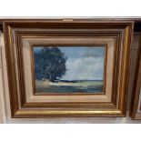 Norman Battershill, rural landscape, 'Summer Afternoon', oil on board, signed, inscribed verso, 16cm