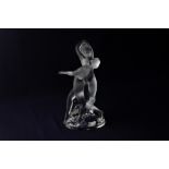 A Lalique glass 'Deux Danseuses' figure group of two nude dancers, 25.5cm high