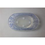 An R Lalique 'Medici' glass dish, with blue staining, 15cm