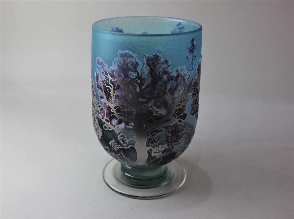 Jonathan Harris, a contemporary limited edition studio silver cameo glass vase 'Winter Landscape', - Image 2 of 3