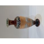 A Royal Doulton stoneware vase decorated by Hannah Barlow, incised with a band of horses, with