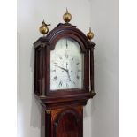 A George III mahogany inlaid longcase clock the silvered dial signed 'Watkins London', with strike /