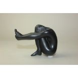 A Lalique black frosted glass figure of a posing nude 'Nu Tentation Noire', 7cm high, boxed