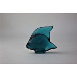 A Lalique green glass model of a fish, 4.5cm high