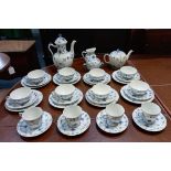 A Royal Copenhagen blue and white Musselmalet pattern part tea and coffee service comprising tea