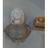 A marble and alabaster bust of a girl, 20cm high, with plinth support inscribed 'Ciociara', 9cm high