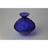 A Lalique 'Psyche' blue glass perfume bottle, 9.5cm high (a/f)