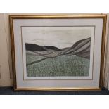 John Brunsden (1933-2014), landscape, 'Black Mountains', aquatint, artist's proof, inscribed and