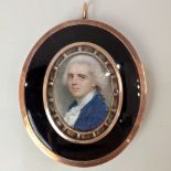 John Smart (1741-1811), portrait miniature of a gentleman in a white cravat and blue coat, signed