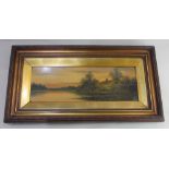 G Cole, landscape, 'Sunset near Hurley', oil on board, signed, inscribed with title verso, 19.5cm