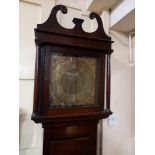 A George III oak longcase clock with eleven inch square brass dial marked Chas Vaughan Pont Pool,