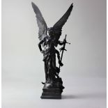 After Jules Félix Coutan (1848-1939), a bronze winged female figure holding a sword, base entitled