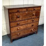 A 19th century mahogany secretaire chest, rectangular top with satinwood banding, two short top