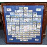 A framed collection of John Player & Sons cigarette cards 'Aircraft of the Royal Air Force' and '