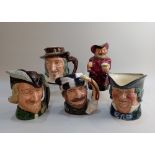 Four large Royal Doulton character jugs to include The Trapper D6609, Parson Brown, Isaak Walton