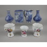 A pair of Minton porcelain 'Marlow' pattern vases, with floral decoration on white ground, 8cm high,