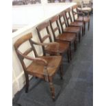 A Victorian harlequin set of six mahogany bar back dining chairs a set of four single and two carver