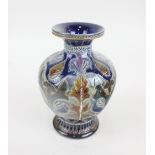 A Doulton Lambeth stoneware baluster vase, possibly by Alice M Ritchin, with repeating floral and