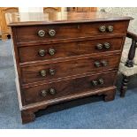 A small 19th century mahogany chest of four graduated drawers, each with two pairs brass knob
