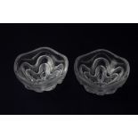A Lalique clear crystal 'Vibration' box, of spherical form with repeat wave design, 11.5cm high when