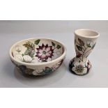 A Moorcroft pottery 'Bramble Revisited' bowl and bud vase, 11cm high