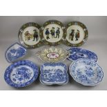 A collection of 19th century blue and white china to include a Spode India pattern bowl, 24.5cm