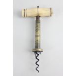 A Robert Jones & Son 1840 patented 'Jones One' corkscrew with upper brass sleeve stamped Robert