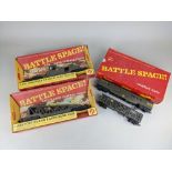 A Hornby Tri-ang OO gauge Catapult Plane Launching Car, Anti-Aircraft Searchlight Wagon, and