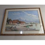 W A Richards, harbour view, possibly Bosham, watercolour, signed in pencil, 21cm by 30.5cm