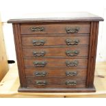 An oak collector's chest of six drawers, 39cm high by 42cm wide