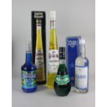 A bottle of Galliano liqueur 700ml 35% vol, boxed, a bottle of Kykkos Zoukki Cyprus ouzo, 700ml