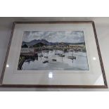 Albert Wagg (20th century), Welsh harbour view at Portmadoc, watercolour, signed, 36.5cm by 55cm