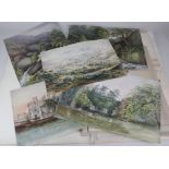 A collection of 19th century and later watercolours of scenic views, churches, castles and ruins, by