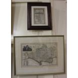A framed Owen and Bowen map of Buckinghamshire with distance table of The Road from London to