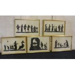 A set of five Anne Townshend after M Dubourg silhouette prints of figures in classical costume at